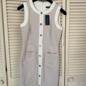 Tommy Hilfiger White and Black Grid Midi Dress